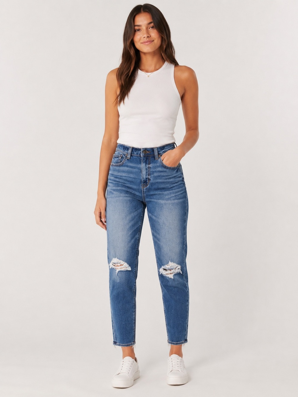 American Eagle 2 NWT Mom Jeans Soft Knit Distressed Women’s High Rise 2021